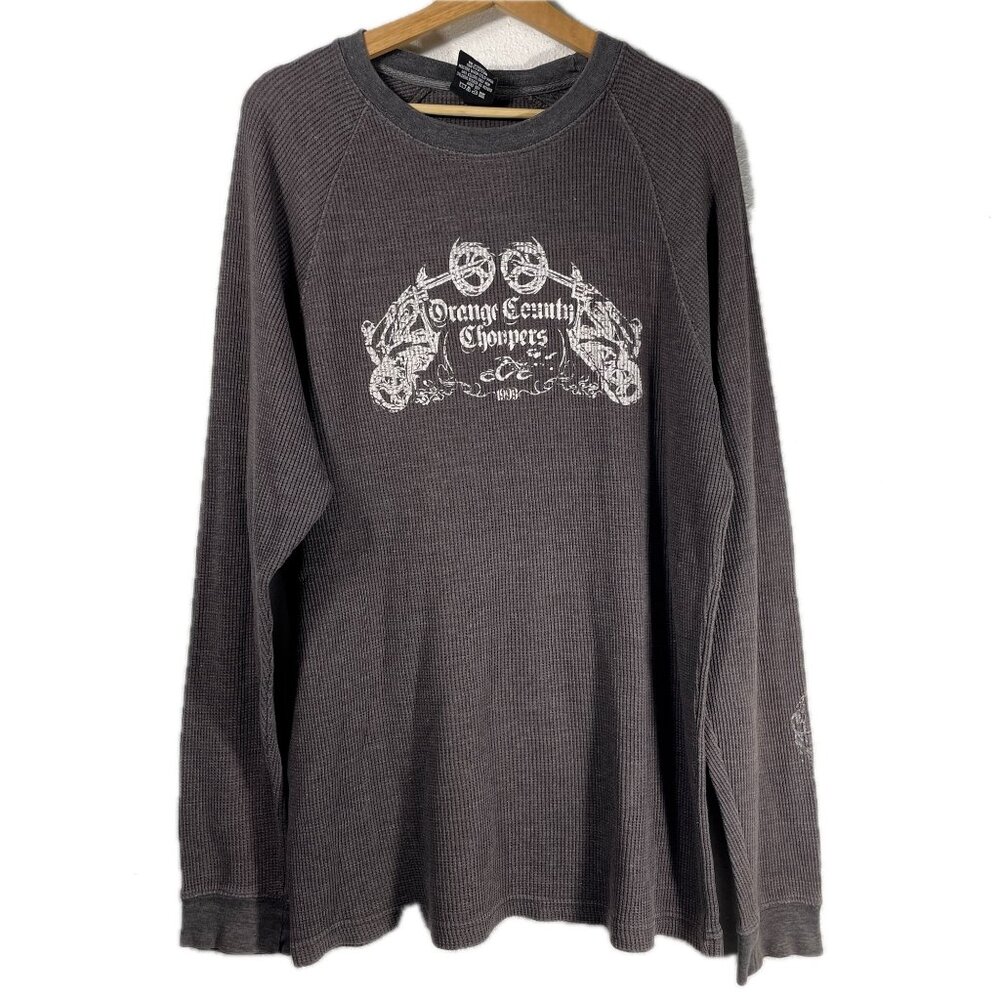 VTG Orange County Choppers Men's Thermal Long Sleeve Tee Washed Gray Size 2XL